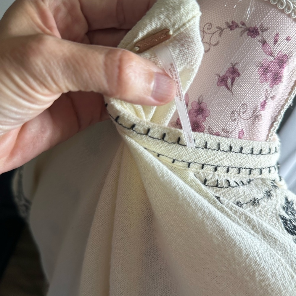 Free People Temecula Cream Top with Black Floral Embroidery - Picture 4 of 4